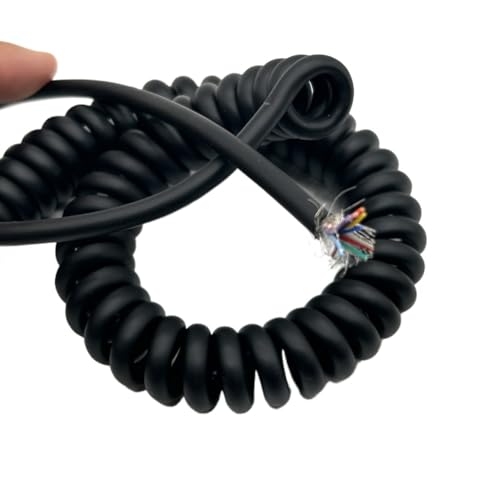 Coiled Curly Mains Flex 8 Core Retractable Power Cord 5m 16ft 14AWG