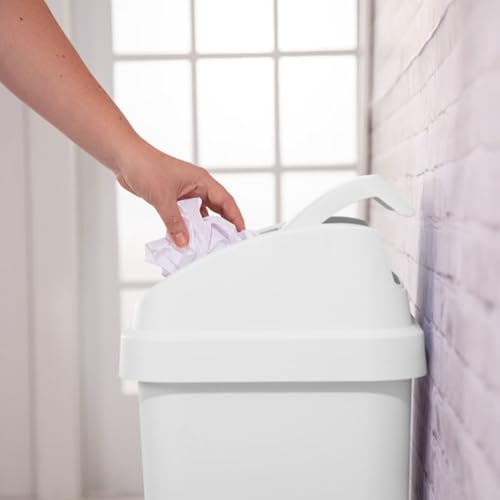 Sterilite Swing Top Wastebasket, Trash Can, 13 Gallon, White, 12-Pack