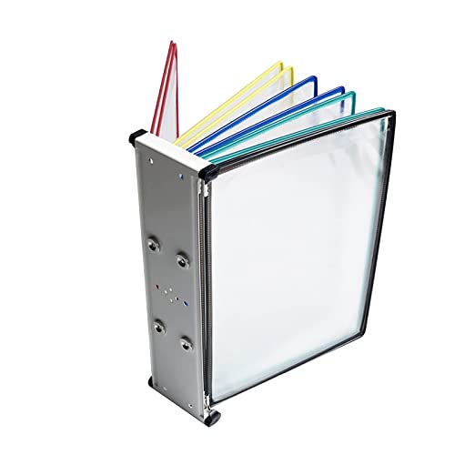 GFSGHZZ Wall Mount Catalog Display Rack - Wall Mount Reference and Display System, Wall-Mounted Page Flip Folder, 10 Double-Sided Panels, A4 Loose-Leaf Transparent Page Display Stand,Multi-Coloured