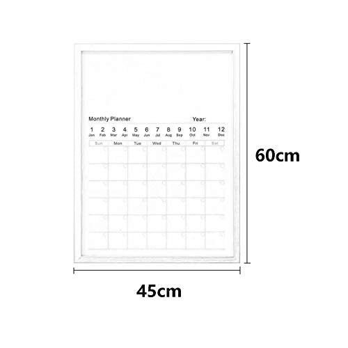 whiteboard Magnetic Monthly Calendar Wall-Mounted Monthly Planning Board for Home Office Message Memo Itinerary Plan to-do Record(Size:45X60CM,Color:Wood Frame in Primary Color)