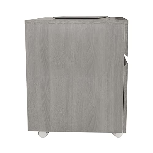 2‑Drawer Rolling File Cabinet with Lock, Under‑Desk Storage & Wheels, Grey