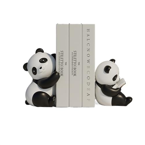 Book Organizer Panda Book Ends Decorative Resin Bookends 1 Pair - for Shelves Sturdy Stop for Home Office School