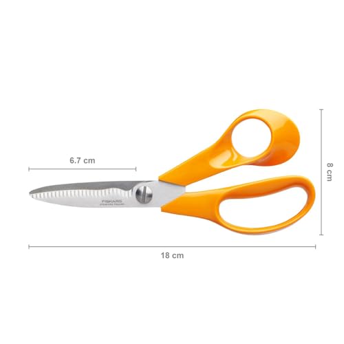 Fiskars Universal Scissors S92, Length: 18 cm, Stainless Steel Blade/Plastic Handles, Classic, Orange, 1000555