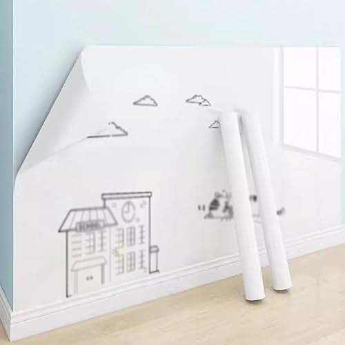 Removable Sticky whiteboard Film, Electrostatic Self Adhesive Dry Erase Whiteboard Wallpaper Roll White Multiple Sizes(47.3x393.8IN(1.2x10m))