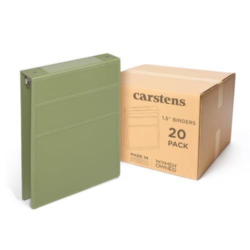 1.5" Heavy Duty Plastic Top Flip Binder, 2-Rings, Sage, Case of 20