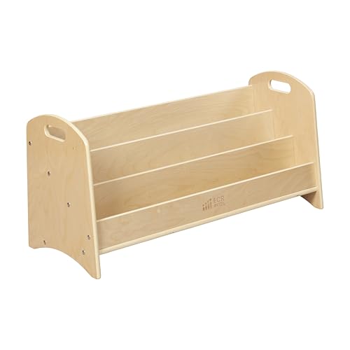 ECR4Kids 3-Shelf Toddler Wooden Book Display with Handles, Natural