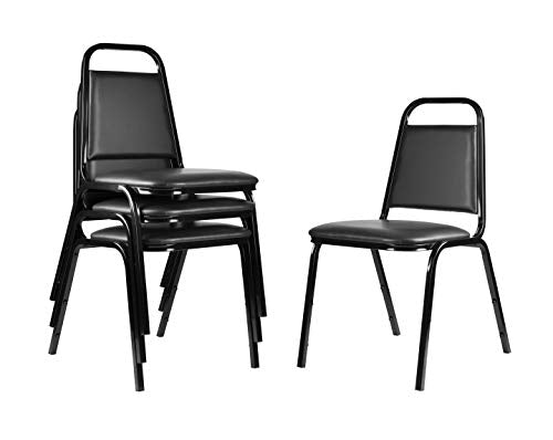 OEF Furnishings OEF9110-B/4 Banquet Chairs Premium Commercial Seating (4 Pack, Vinyl, Black, Black Frame)