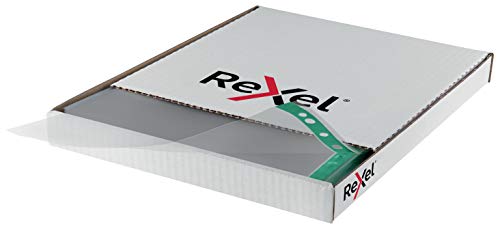 Rexel Copy King A4 Punched Pockets with Green Spine, Glass Clear, Copy Safe, Pack of 100, 12265