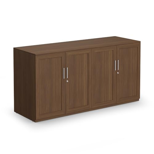 NBF Storage Credenza Office Cabinet for Workspace Organization, Dark Walnut