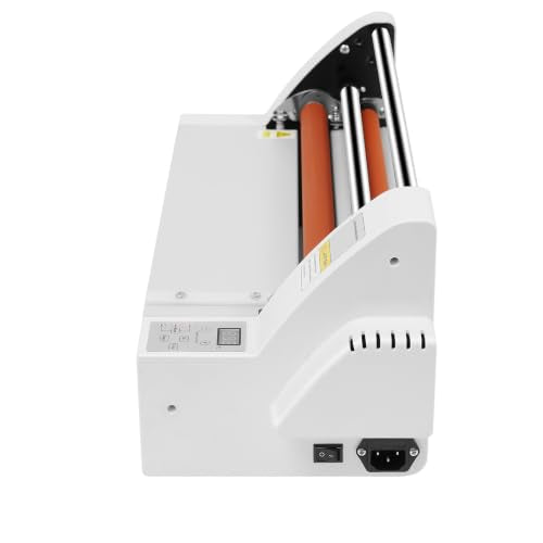 V350 Hot Cold Roll Laminator, 13.78" Single & Dual Sided Thermal Laminator Laminating Machine with Temperature Control & Digital Display for Paper Card Wood Veneer PVC Foil
