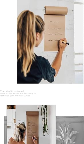 LNNW Kraft Paper Dispenser Wall Mount Kraft Paper Roll, Hanging Note Roll Holder, with Paper Roll, for Doodle Painting/Art Projects/to Decorative Message Boards for Wall(Black,37 cm)