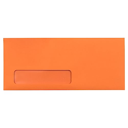 JAM PAPER #10 Business Colored Window Envelopes - 4 1/8 x 9 1/2 - Orange Recycled - Bulk 1000/Carton