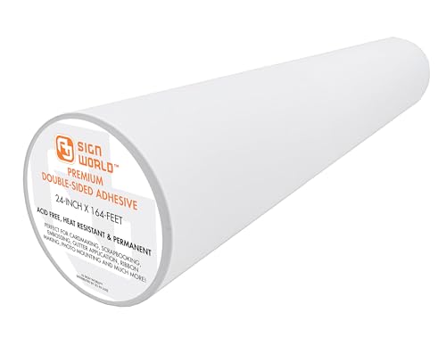 AJ Sign World Best 24" Ultra-Thin Permanent Double-Sided Tape for Arts, Crafts, Die Cutting, Photography, Scrapbooking, Tear-by-Hand, Documents, All Purpose (24-Inch by 55 Yards)