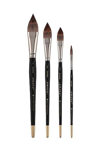 New York Central Oasis Synthetic Brush - Pointed Oval 1/2" - Handmade in Germany, Professional Watercolor Brushes with Ergonomic Handle, Soft, Absorbent Bristles for Artists