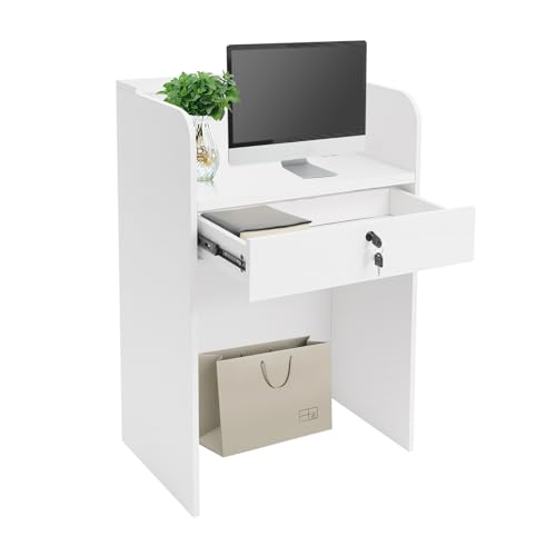 Reception Desk Small Front Desk Modern Reception Table with LED Light