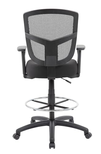 Scranton & Co Mesh Adjustable Height Drafting Stool, Black Finish, 46-49 in H x 27 in W x 27 in D, 4 in Foam Seat Cushion, Chrome Footring, Hooded Casters, Commercial Grade Office Chair