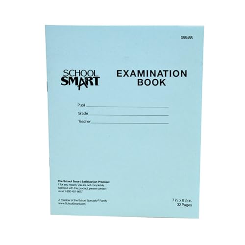 School Smart Examination Blue Book with 32 Pages, 7 x 8-1/2 Inches, Pack of 50 Books
