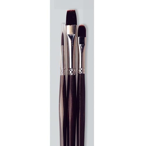 da Vinci Oil & Acrylic Series 4221 Top Acryl Long-Handled Paint Brush Set, Multiple Sizes, 3 Brushes (Series 7185, 7485, 7785)