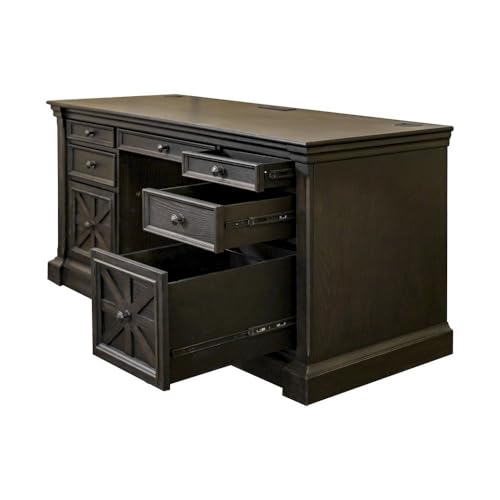 Starlight Traditional Credenza, Dark Brown, 7 Drawers, 2 Locking Files, Power Center with USB/AC, Antique Hardware, Executive Storage