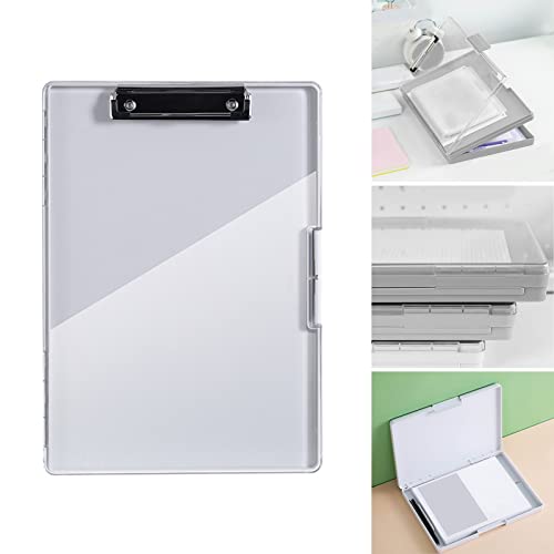 Clipboard with Storage, Clipboard Storage Box A4 Cases with Separate Pen Compartment Clear File Holder Writing Pad in Black
