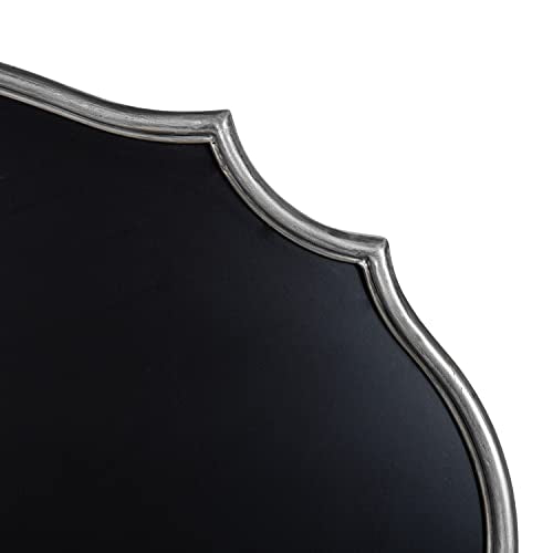 Kate and Laurel Leanna Decorative Scalloped Metal Chalkboard, 24 x 36, Silver, Framed Rounded Oval Vintage Chalkboard for Unique Display, Organization, and Decor