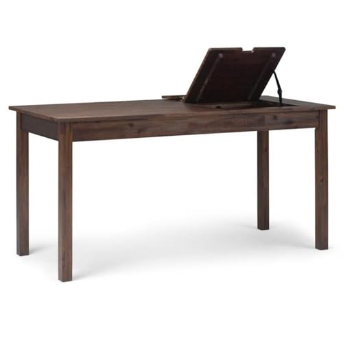 Scranton & Co Solid Wood Computer Desk for Home Office, 60" Writing Desk for Small Space, Tall Modern Study Table for Bedroom, Simple Rustic Work Desk in Distressed Brown