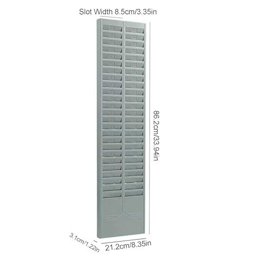 Time Card Holder Wall Mount with Numbered 20 50 Slots Rack Card Holder Employees Time Card Rack for Business Office Punch Light Gray 50 Slots