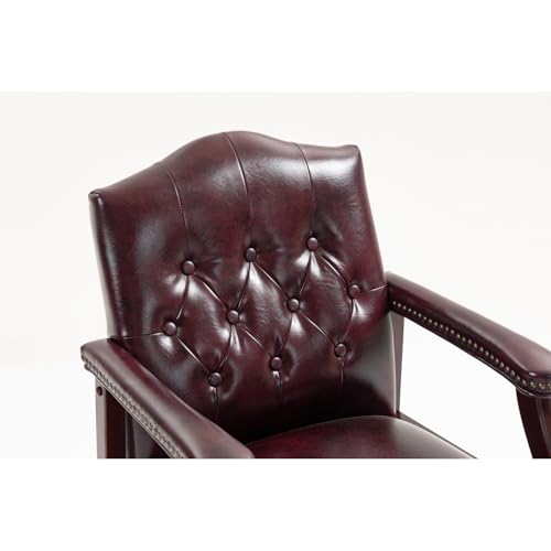 Japovker Leather Reception Guest Chairs - Waiting Room Stationary Office Chairs with Padded Arm Rest No Wheels, Ergonomic Side Chair for Conference Room Lobby Home Office (Burgundy)