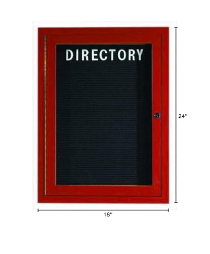 Enclosed Indoor 18"x24" One Door Aluminum Cherry Wood Look Directory Changeable Letter Board