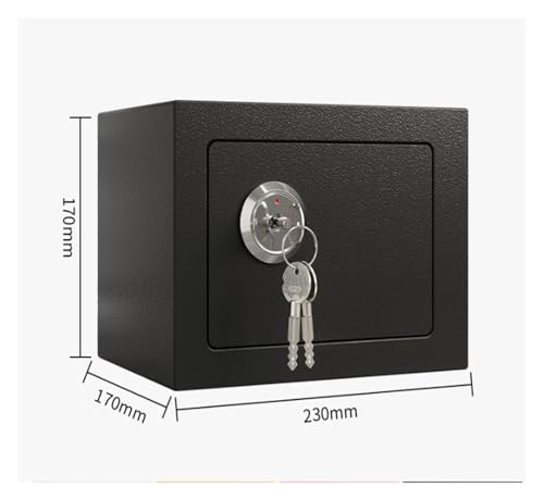 fireproof safe Home Small Safe Box with Mechanical Key Lock Money Cash Wall Mountable Safe for Bedroom Office Hotel(Black)