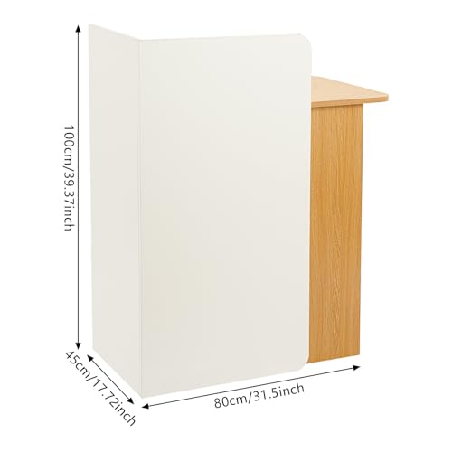 BbqLiaxon 39.37 inch Reception Desk, Modern Front Desk Reception Room Table with Lockable Drawers & Light Strip, 440lbs Large Counter Table for Checkout, Lobby, Beauty Salon, Home Office Desk