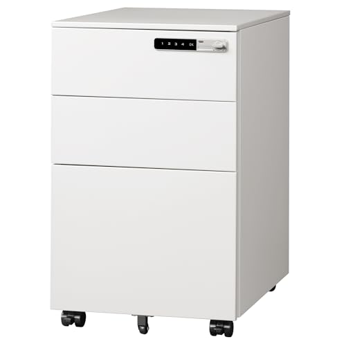 DEVAISE 3 Drawer File Cabinet with Combination Lock, Fully Assembled