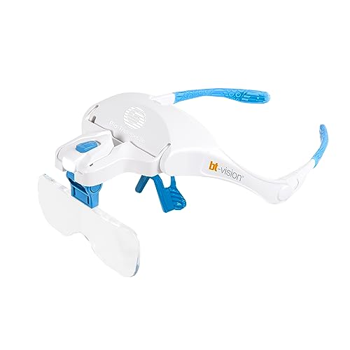Bio-Therapeutic bt-Vision 2.0 Bright White LED Head Magnifying Glasses, 5 Detachable Lenses Magnifies 1X-3.5X, Removeable Head Strap, Magnifier for Close Work, Designed in Seattle