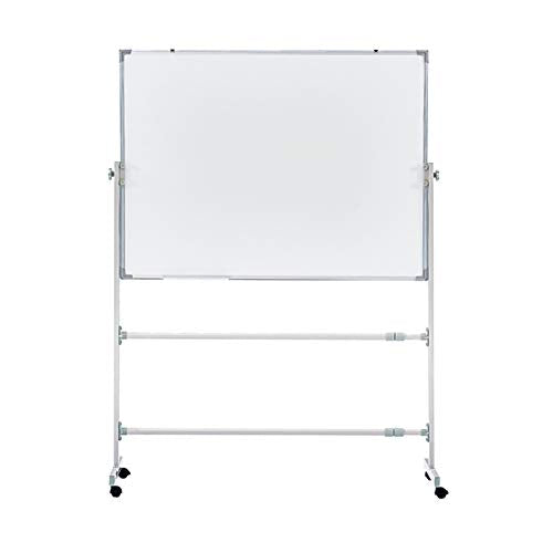 JOMRTS Teaching Blackboard Whiteboard Mobile Double-Sided Magnetic Dry Erase Board 360° Reversible Height Adjustable Aluminum Frame for Home Office School (60X90CM)