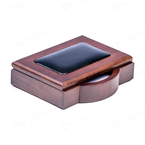 Dacasso Luxury Walnut & Black Leather Memo Pad/Note Holder - Executive Desk Decor and Elegant Organizer for Office or Boardroom Table Protection