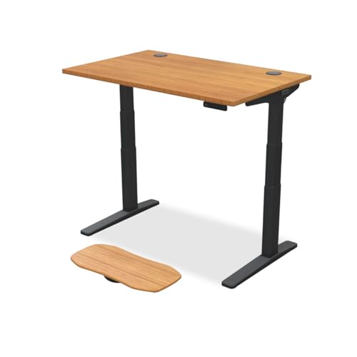 UPLIFT DESK Bamboo (48 x 30 inch) Standing Desk 2-Leg V3 Adjustable Stand Up C-Frame (Black), Advanced Keypad, Wire Grommets, Wire Tray, Rocker Board