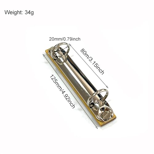 Ring Clips 8pcs A7 Detachable Buckle Loose-Leaf Binder Strip with Bamboo Back Panel 2 Holes Metal Ring Binder Clips for Handbook Album Notebook(Silver)