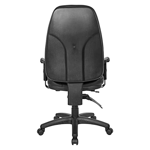 Office Star EC Series Professional Executive Ergonomic High Back Office Chair with Multi Function Control, Padded Contour Seat and Adjustable Padded Arms, Dillon Black