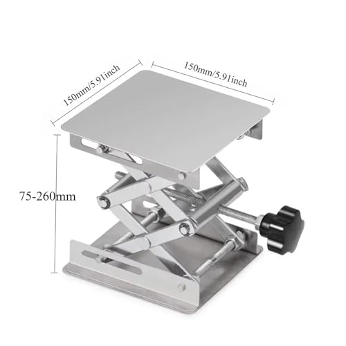 Mini Lifting Table 1pcs Lab Scissors Jack Stainless Steel Laboratory Support Platform Lift Stand Table Expandable Height Carpentry Tools(15cmx15cm)
