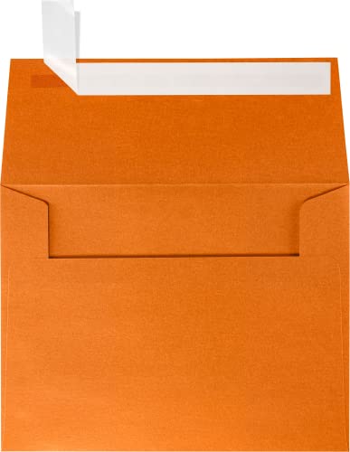 LUXPaper A2 Invitation Envelopes | Peel & Press | 4 3/8" x 5 3/4" | Flame Orange Metallic | 80lb. Text | 1,000 Qty