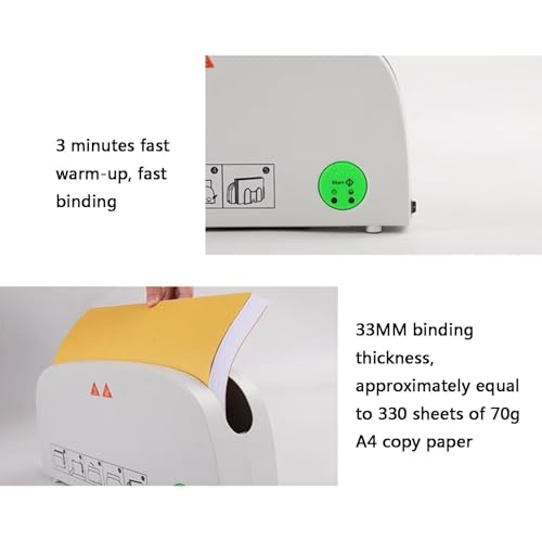 WHIPIN Hot Melt Binding Machine, Electric Mini A4 Thermal Binding Machine, 33mm Max Binding Thickness, Book Ridge Binding Kit, Simple Operation, Fast Binding for Photo Documents, Reports