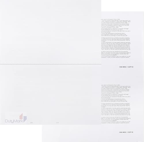1099 Misc 2-Up Blank Laser Tax Forms with Copy B Recipient Back Instructions, Complete Blank Form for 1099-MISC and 1099-R Forms, Pack of -100 Forms- (50 Sheets)