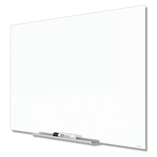 Quartet Dry Erase Board, 85" x 48" Glass Magnetic Whiteboard, Wide Format, Horizontal White Board, InvisaMount, White (G8548IMW)