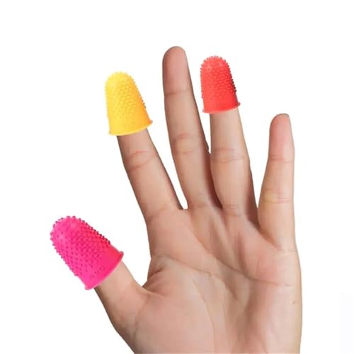 Rubber Finger Tips Protectors 60pcs Finger Cots Rubber Finger Protectors Sleeve Cover Anti-Slip Fingers Guard Embroidery Knitting Sewing Thimble Cover Cots
