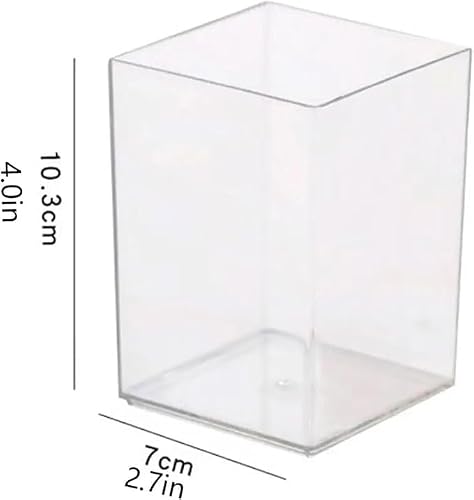 MQELHKCYSGX 4-pack acrylic pen holder, transparent makeup brush and pencil storage box, simple square desktop, suitable for storing writing tools at home and in school