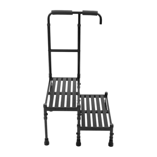 2-Step Step Stool with High Handle, 21 Inch, Black,for Reaching High Places
