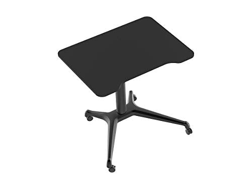 Monoprice Gas‑Lift Height Adjustable Sit‑Stand Mobile Rolling Workstation Laptop and Computer Desk V2 - Max Weight Capacity 99 Lbs, Mobile Stand for Presentations or an Active Work Lifestyle, Black