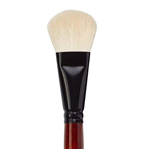 KINGART 1050A Premium 6 Pc. Flat Oval Mop Artist Brush Set, White Super-Soft Natural Goat Hair, Short Handle, 6 Sizes for Oil, Acrylic and Watercolor
