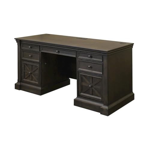 Starlight Traditional Credenza, Dark Brown, 7 Drawers, 2 Locking Files, Power Center with USB/AC, Antique Hardware, Executive Storage