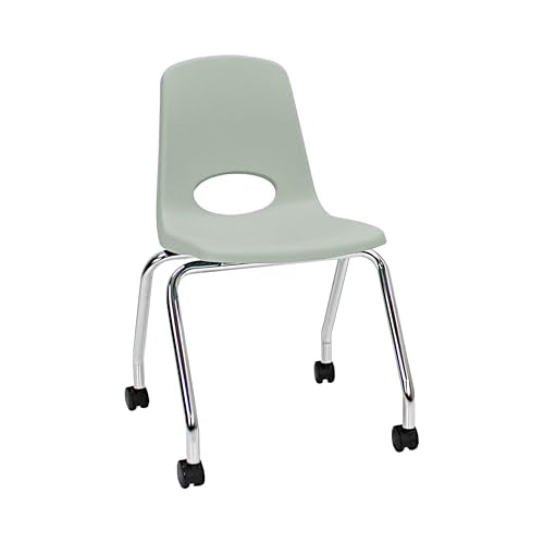 FDP 18" Mobile School Chair with Wheels for Teens and Adults - Light Gray